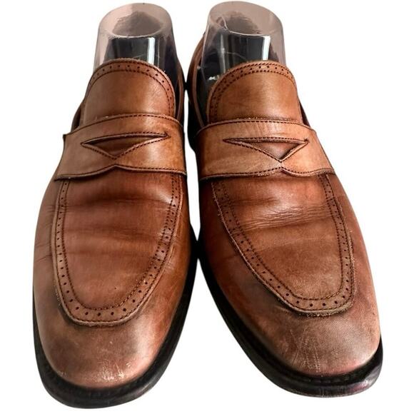 Johnston & Murphy Men’s Brown Leather Penny Loafer Slip-On Shoes Sz. 9 - Picture 1 of 14